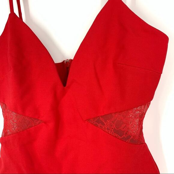 Lovers + Friends x Revolve Kerrie Bodysuit Cherry Red Women’s XXS Lace Cut Out - Picture 3 of 12